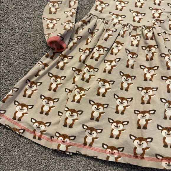 Maxomorra Deer Print Dress with Pink Trim Sz 110cm - Picture 4 of 5